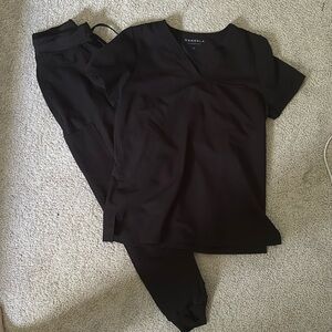 Black jogger scrubs.